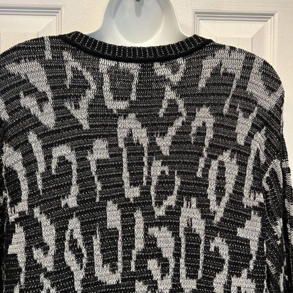 Olsen Europe Black White Patterned Cardigan Size M  10  - Picture 9 of 14